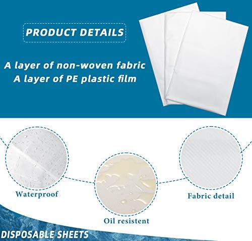 Boao 20 Pieces Disposable Bed Sheet Covers Spa Massage Table Sheet Waterproof Bed Covers Flat Sheets Non-woven Fabric, 31 x 71 Inches(White)