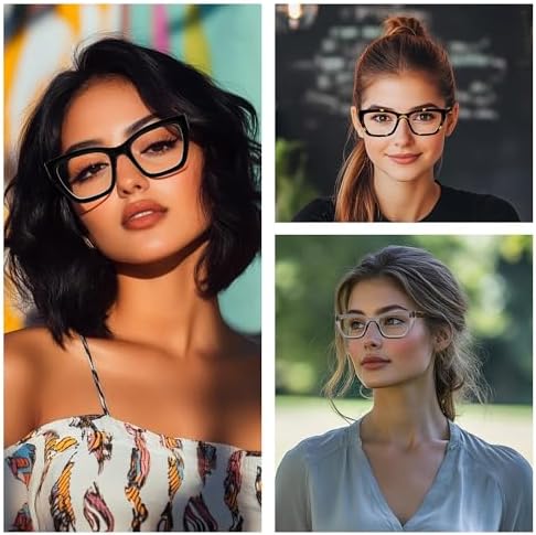 HIYANJN Bifocal Reading Glasses For Women Men 3 Pack Fashion Cat Eye Computer Readers Clear Top Oversized Eyeglasses
