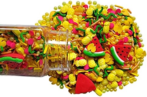 Homankit Edible Summer Sprinkles Watermelon Pineapple Fruits Sprinkle Candy Baking Cake Cupcake Toppers Cookie Dessert Decorations Birthday Party Supplies with 6 Pieces Watermelons