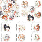 Gyufise 48Pcs Edible Floral Horse Cupcake Toppers Wafer Paper Western Cowgirl Cupcake Toppers Picks for Western Derby Horse Theme Party Decoration Supplies