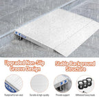 Threshold Ramp for Wheelchairs, 3-5.5" Rise and 30"×36" Platform Aluminum Wheelchair Ramp, Door Threshold Ramps with a Non-Slip Thick Door Mat