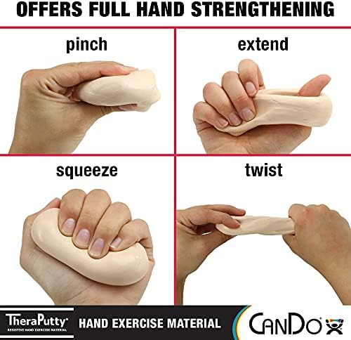 CanDo Theraputty Plus Hand Exercise Putty for Rehabilitation, Exercises, Hand Therapy, Hand Strengthening, Stress Relief - Tan 3 oz XX-Soft