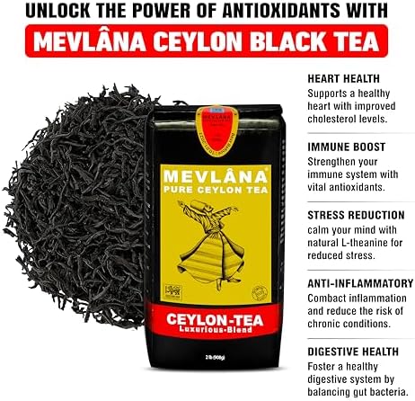 Mevlâna Pure Ceylon Black Tea – Luxurious Hand-Picked Blend, Premium Loose Leaf, 2lb (908g) – Strong, Full-Bodied Flavor, Freshly Packed in Sri Lanka