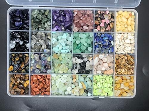 Yephac Gemstone Beads Natural Irregular Shaped Stone Chips Crystal Energy Healing Power for Jewelry Making(24 Materials-2)