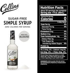 Collins Sugar Free Simple Syrup For Drinks, Allulose Coffee Syrups, Low Carb Cocktail Sweetener Keto 32oz. Set of 1
