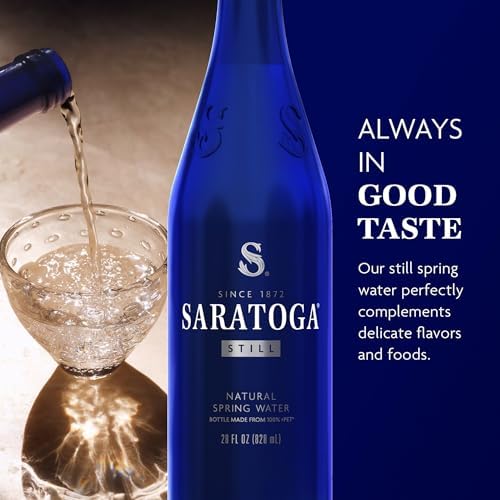 Saratoga Spring Water Bottles, 12 Pack – Still Bottled Water – Recycled PET Plastic Bottles – 28 Fl Oz