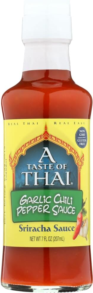 A Taste of Thai Sriracha Garlic Chili Pepper Sauce – Siracha Sauces with Bold Hot Flavor for Stir-Fry, Marinades & Dipping – Authentic Thai Chili Sauce - Non-GMO, Gluten-Free & Trans Fat-Free –(3 Pack, 7 oz Each)