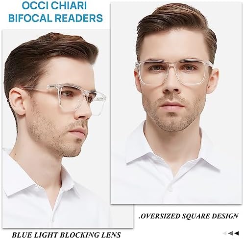 OCCI CHIARI Bifocal Reading Glasses Men Oversized Blue Light Blocking Readers 1.0 1.25 1.5 1.75 2.0 2.25 2.5 2.75 3.0 3.5