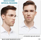 OCCI CHIARI Bifocal Reading Glasses Men Oversized Blue Light Blocking Readers 1.0 1.25 1.5 1.75 2.0 2.25 2.5 2.75 3.0 3.5