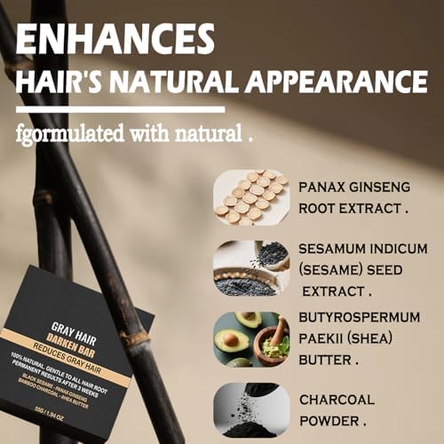 2-Pack Gray Hair Reverse Bar Black Soap for Beard & Hair Darkening and Deep Cleaning Natural Solid Shampoo for Normal to Oily Hair