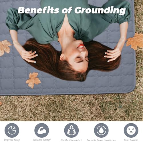 Grounding Mat, 35x50 Inch, Cotton Grounding Pad with Silver Fiber, Grounding Mat for Bed, Improves Sleep Wellness, Gray