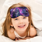 WIRESTER Soft Satin Silk Eye Mask Sleeping Mask Comfortable Sleep Mask with Adjustable Strap for Men Women Kids - Purple Nebula Galaxy