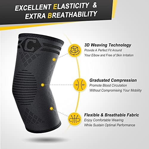 CAMBIVO 2 Pack Elbow Brace for Tendonitis and Tennis Elbow, Compression Support Sleeve for Golfer's Elbow Relief, Arthritis & Gym Workouts, Non-Slip 3D Knit Arm Guard for Men & Women