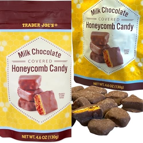 Trader Joe's Milk Chocolate Covered Honeycomb Candy – Full Size Treat, Pack of 2
