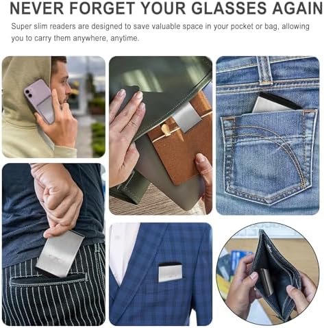 Folding Reading Glasses for Men Women, Ultra Thin Portable Readers, Blue Light Eyeglasses with Flat Hard Case