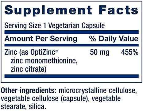 Life Extension Zinc Caps, zinc 50 mg, zinc Citrate, Support The Body's Immune defenses, Ultra-absorbable, Vegetarian, Non-GMO, Gluten-Free, 90 Vegetarian Capsules