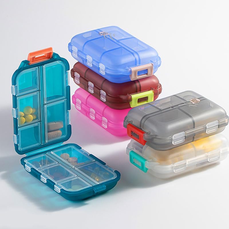 Pill Organizer for Travel - Compact Medicine Pill Box with Daily Compartments, Perfect for Travelers and Elderly(Blue)