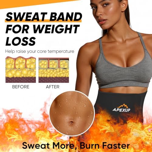 APEXUP Waist Trainer for Women Lower Belly Fat, Men Sweat Band, Stomach Wrap, Waist Trimmer with Removable Lumbar Support