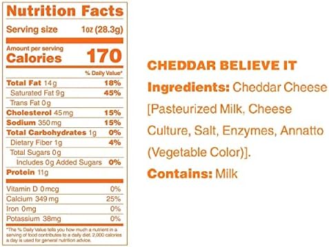 Moon Cheese Cheddar Believe It, 2 Ounce, 3-Pack, Crunchy, Protein-Rich Cheese Snack, Keto Friendly, 100% Real Cheese