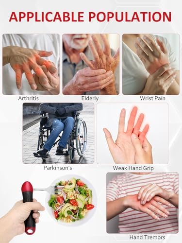 Adaptive Utensils, Weighted Special Supplies Spoon Fork Set, Weak Hand Grip & Handicapped & Parkinsons Aids for Living, Arthritis for Hand Tremors, Travel Eating Utensils for Disabled, Elderly, Adults