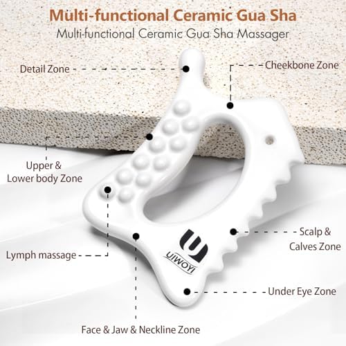 6-in-1 Ceramic Body Gua Sha Facial Tools | Lymphatic Drainage Tool, Face Sculpting Tool & Acupressure tool | Body Guasha | Trigger Point Massage Tool for Fascia Massage and Cellulite,Spring Skin Care