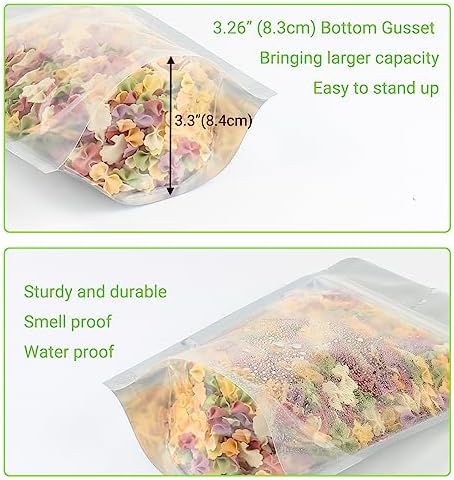 100 Pack 7 x 10 Inch Stand Up Pouch Bags Zipper Mylar Bags Clear Front with Aluminum Foil Back Reusable Food Storage Bags for Multipurpose with Gusset Bottom(5.5mil Thickness)