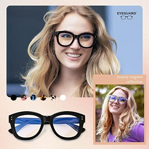 EYEGUARD 2 Pack Oversized Reading Glasses for Women Blue Light Blocking Eyeglasses Fashion Spring Hinge Readers