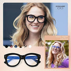 EYEGUARD 2 Pack Oversized Reading Glasses for Women Blue Light Blocking Eyeglasses Fashion Spring Hinge Readers