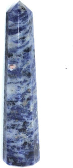 Jet Sodalite Obelisk Tower – Natural Polished Crystal Point for Home Decor & Desk Display, Gift-Ready Tower (3-3.5 Approx), Deep Blue Sodalite Crystal