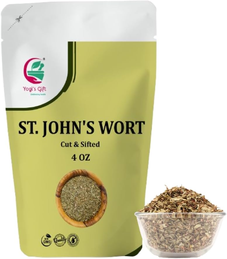 St Johns Wort 4 oz – St. John's Wort Herb Cut & Sifted – Saint John's Wort Loose Herb for Herbal Tea – Dried St John Wort – By Yogi’s Gift®