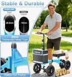 HOMLAND Knee Scooter Walker for Adults Foot Injuries Ankle Surgery, Foldable Steerable Leg Scooters with Dual Handbrake, Height Adjustable Handle & Knee Pad, Removable Storage Bag, 300 lbs Capacity