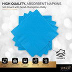 Big Party Pack 100 Count Caribbean Blue Beverage Napkins - Ideal for Wedding, Party, Birthday, Dinner, Lunch, Cocktails. (4” x 4”)