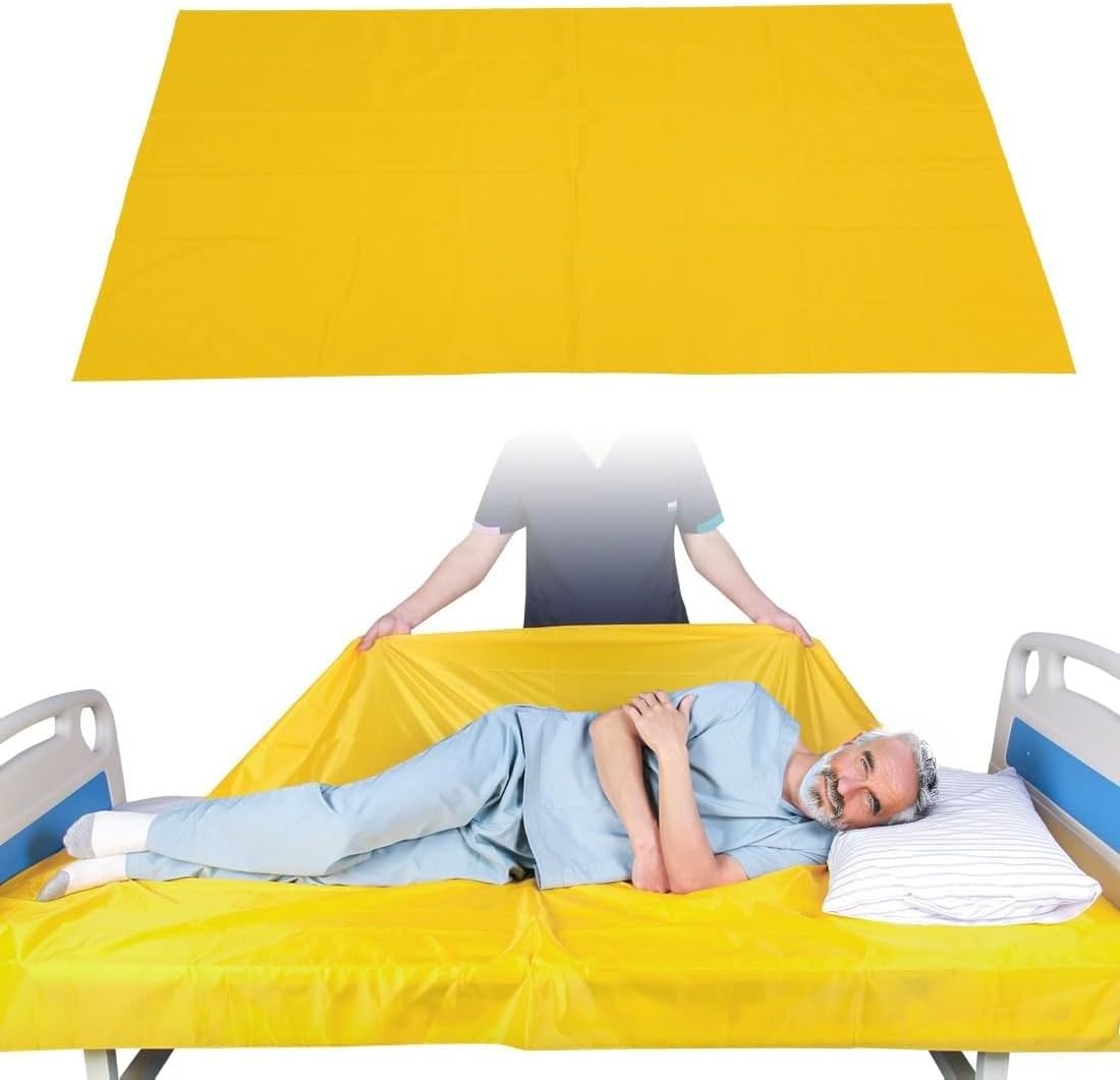 EZ Assistive Patient Transfer Slide Sheet Transfer Draw Sheet for Patient in-Bed Transfer and Repositioning Easy Apply and Use (Yellow-Flat 56 * 78 Inches)
