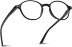 2SeeLife Small Round Reading Glasses for Men & Women – Narrow-Medium Fit, Sturdy Frame, Spring Hinges, Premium Retro Readers, Black, +2.00