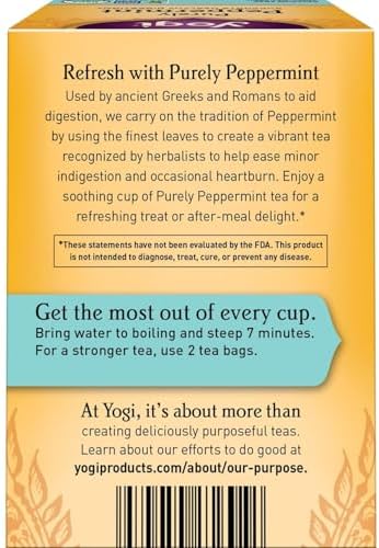 Yogi Tea - Purely Peppermint Tea (2 Pack) - Supports Healthy Digestion - Caffeine Free - 32 Organic Herbal Tea Bags