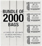 Aluf Plastics High Density Trash Bags, 20-30 Gallon, 2000 Count, 13 Micron (eq), 30" x 37", Clear, for Bathroom, Office, Industrial, Commercial, Janitorial, Municipal, Recycling