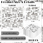 80 Sheets Vantage French Toile Paper Napkins, Disposable Countryside Horses, Bridges Trees Village Toile Napkins for Xmas Dinner Picnic Cocktail Birthday Party Supplies, 13 x 13 inches (Black)