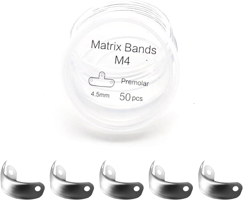Dental Sectional Matrix System Dental Matrix Ring and Band Set, Dental Sectional Matrix Bands Ring, Dental Clip Clamp Ring, Matrix Bands for Dental Restorations. (4.5mm50pcs)