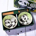 Cute Panda Rice Bowls and Chopsticks set, Ceramic Rice Bowls for Dessert Soup Rice As A Good Gift (2 pieces)