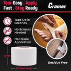 Cramer Athletic Tape 6 Pack, 1.5" x 10 Yards White, Easy Tear Sports Tape for Ankle, Wrist & Knee, Latex-Free Adhesive, Strong Support, Athletic Training Tape Roll
