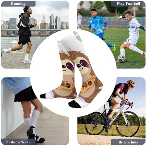 Cute Sloth Compression Socks for Women Men Comfort Over The Calf Socks Moisture Wicking Breathable Athletic Sock