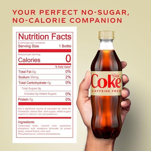 Diet Coke Caffeine Free Soda Soft Drink, 16.9 fl oz, 6 Pack