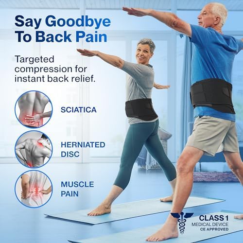 Modvel Lower Back Brace for Men and Women – Back Support Belt for Pain Relief, Herniated Disc, Sciatica, Scoliosis – Lumbar Compression Brace
