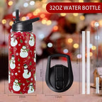 32oz Christmas Snowman Insulated Aater Water Bottle with Straw,Christmas Gym Hiking Sports Coffee Mug Cup Water Bottles,Christmas Gifts for Women,Christmas Decor Stuff Accessories