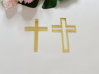 16pcs of Acrylic Cross Cake Topper, Cross Cake Charm for Baptism, Christening, Holy Communion Cake (4'', Gold Mirror)