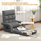WAYTRIM 6-Position Indoor Chaise Lounge Chair, Gaming Floor Chair for Teens & Adults, Lazy Sofa for Pets with Armrest & Pillow - Charcoal