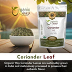 Organic Way Coriander Leaves (Cilantro Leaves) cut and sifted | Non GMO - Packed In Resealable Bag | Sustainable - All Natural - Not Irradiated | Origin India (8 oz - 1/2 lbs)