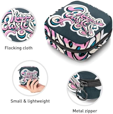 Period Bags for School, Sanitary Napkin Storage Bag for Feminine Pads, Happy Easter Ladies Menstrual Cup Pouch Sanitary Pads Organizer