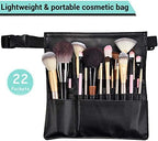 Comicfs Makeup Brush Bag 22 Pockets Professional Cosmetic Holder Organizer Apron with Artist Belt Strap for Women (Brush Not Included)