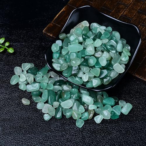 Erliway 100g Natural Green Aventurine Crystal Chips, 7-9mm Tumbled Chips Crushed Crystal Stone, Polished Crystal Chip for Fish Tank, Healing Tumbled Chip for Reiki Crystal Jewelry Making Home Décor